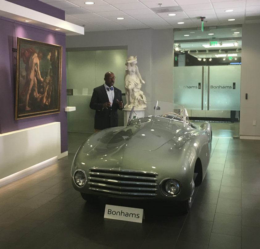 Donald-&-Frua-Fiat-in-Gallery-in-LA-pre-Bonhams